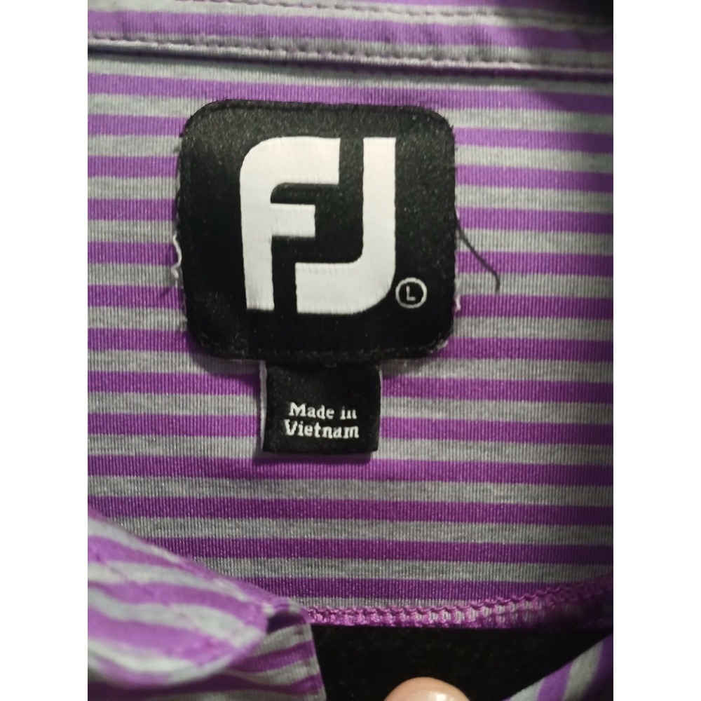 FootJoy Polo Shirt Mens L Purple Striped Performance Logo - Picture 2 of 7